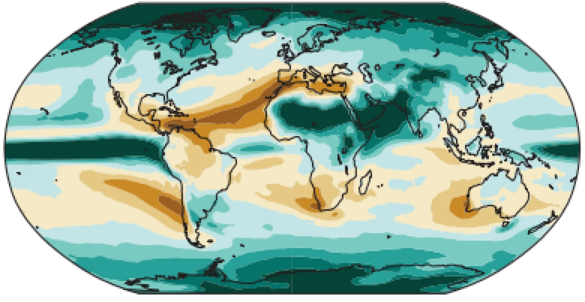 Mapa da mudanÃ§a anual mÃ©dia nas chuvas (%) em comparaÃ§Ã£o a 1850-1900 (prÃ©-industrial). MudanÃ§a simulada a 4 Â°C de aquecimento global