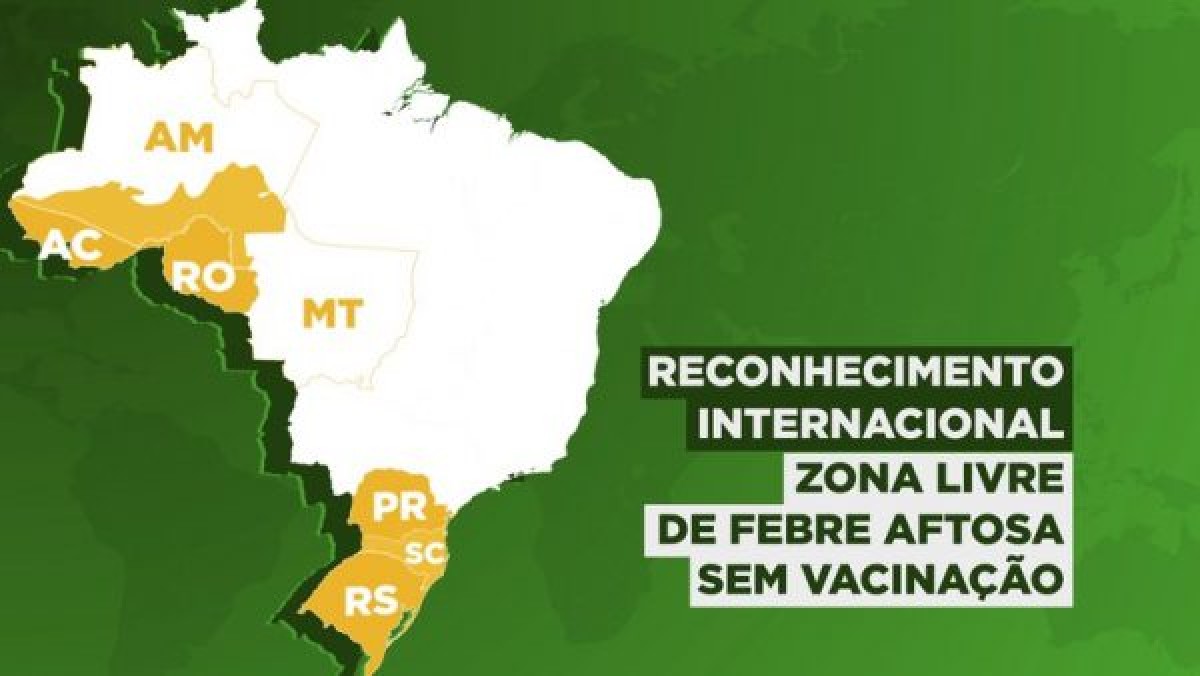 Estados brasileiros reconhecidos oficialmente como livres da febre aftosa sem vacinação